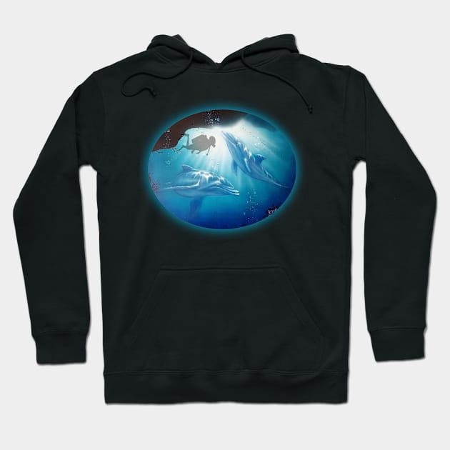 Scuba diving t-shirt designs dolphins Hoodie by Coreoceanart